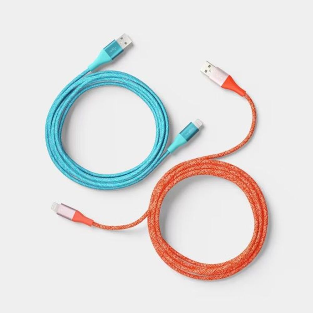 10 ft USB-A to Lightning Braided Cable - 2pk . MFi-Certified